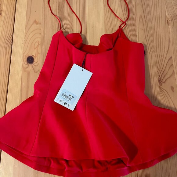 Zara - Red Stretch Peplum Top - NWT - Picture 5 of 5